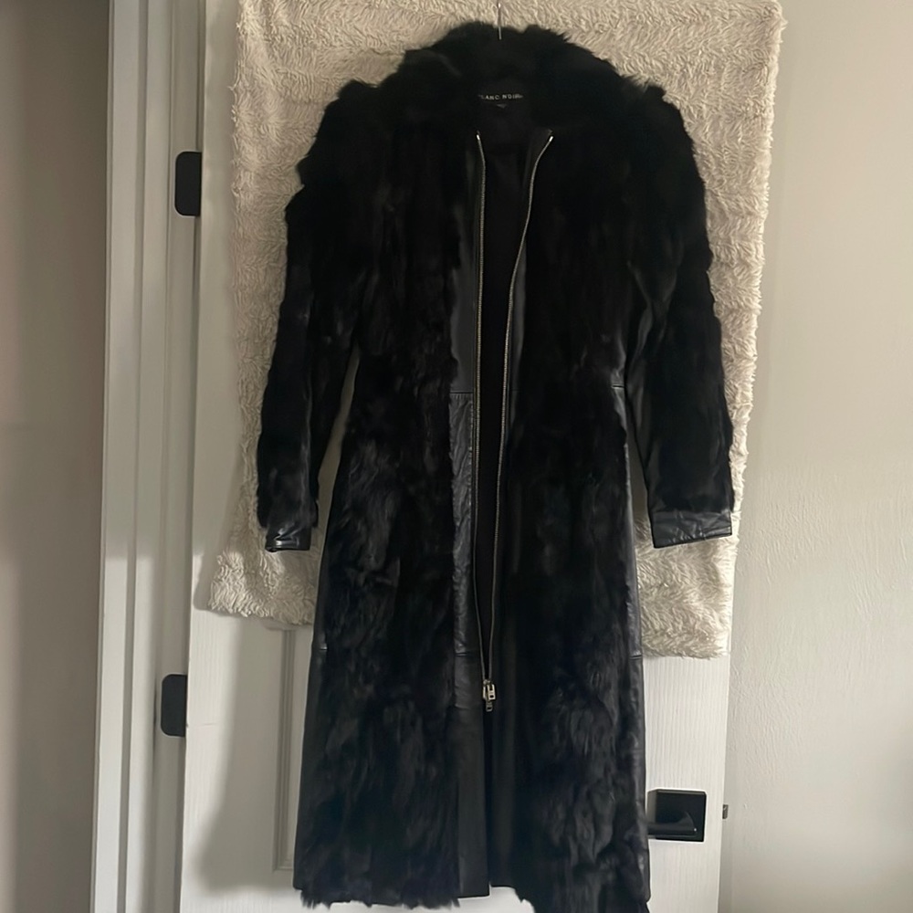 Bebe x Black Noir 💯% Rabbit Fur and Leather Coat ♠️